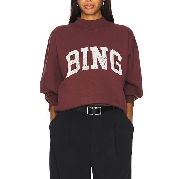 Anine Bing 'Bradie' Red Cotton Bing Sweatshirt Size M - Picture 1 of 5